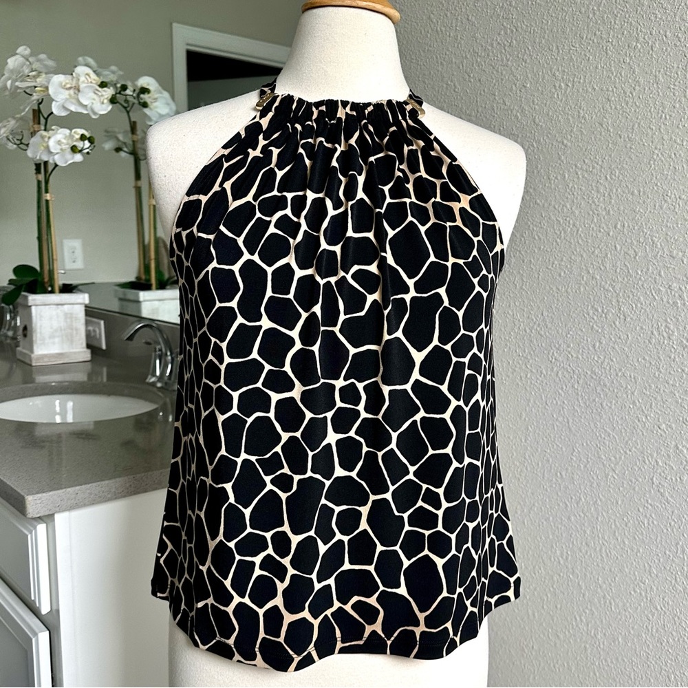 MICHAEL Michael Kors Halter Top Blouse Sleeveless Animal Print Size S NWOT